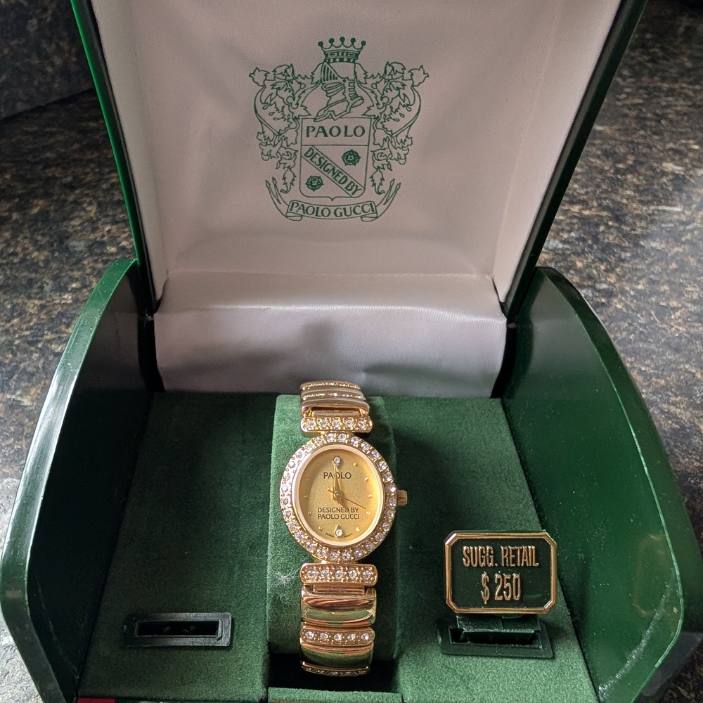 Paolo Gucci Gold and Crystal Watch